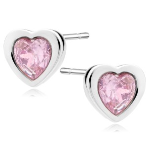 Cercei argint inima cu piatra roz DiAmanti Z2150ER_LP-DIA (Argint 925‰ 1,7 g.)